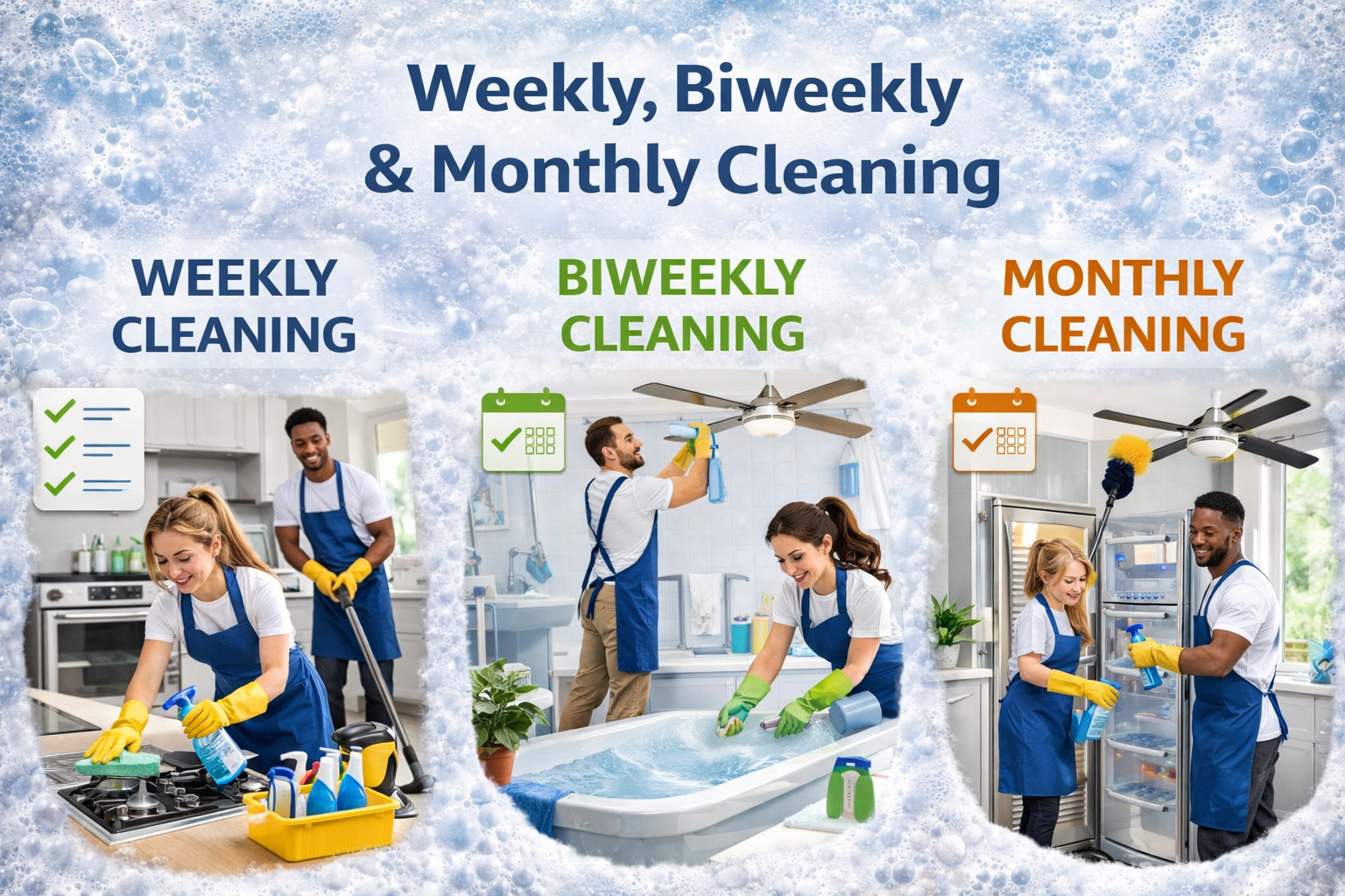 Weekly, Biweekly and Monthly Cleaning